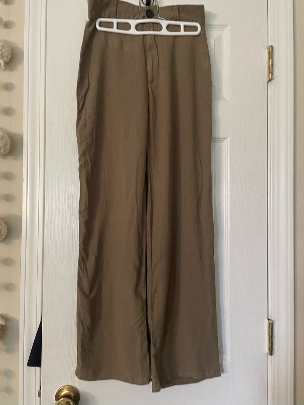 Pull&Bear Men's Wide-Leg 80% vlacose 20% linen Brown size 26